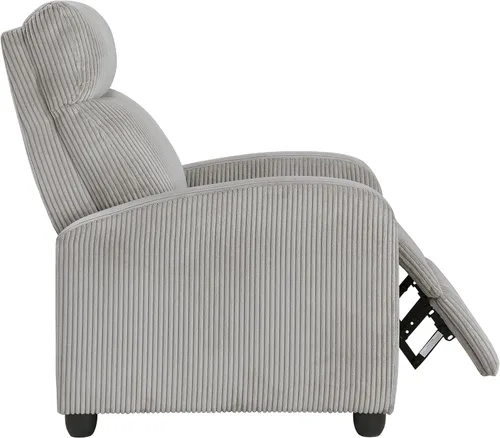 Vista 16 de Lexicon Sillón Reclinable de Pana con Respaldo Empujable Sillón Butaca Reclinable de Empuje hacia Atrás, Marco de Madera Sólida y Base de Metal Gris