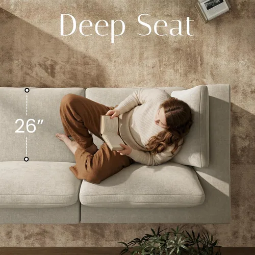 Vista 3 de Sofá modular de nube de 110" sofá deshuesado en forma de L seccional de Harina de avena ligera