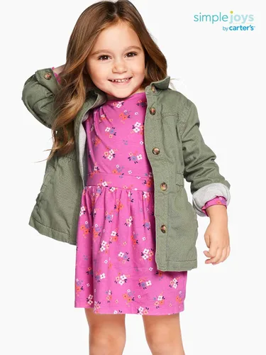 Vista 2 de Simple Joys by Carter's Conjunto de vestido de manga larga para niñas y bebés, paquete de 2
