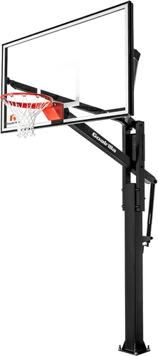 Vista 9 de Aros de baloncesto Goalrilla con tablero de meta de vidrio templado, marco negro anodizado y sistema de anclaje en el suelo