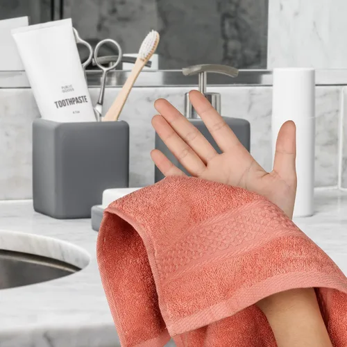 Vista 4 de Toallas para cuerpo y cara, juego de toallas de baño absorbentes a granel, toallas de hotel 100% algodón para baño, toallas duraderas y suaves