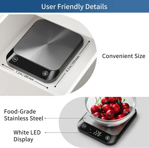 Vista 5 de Vitafit Báscula digital de cocina de alimentos de 22 libras, alta precisión garantizada por la fábrica profesional de pesaje desde 2001, pérdida
