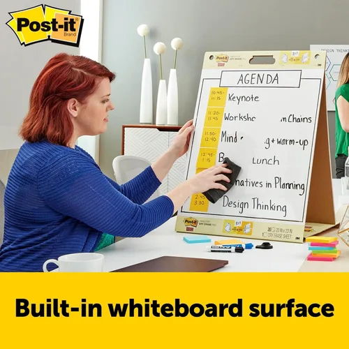 Vista 5 de Post-it Almohadilla de caballete de mesa portátil súper pegajosa con panel de borrado en seco, ideal para profesores y estudiantes virtuales, 20 x
