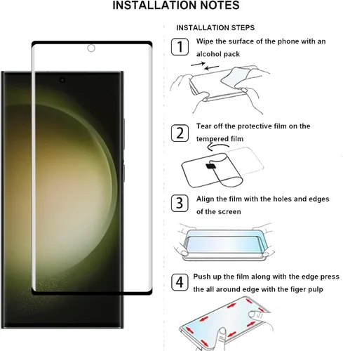 Vista 7 de Protector de pantalla de vidrio templado para Samsung Galaxy S23 Ultra 5G, curvado 3D, dureza 9H, antiarañazos, transparente HD, compatible