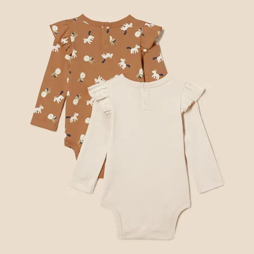 Vista 3 de Tienda Essentials Body de manga larga con volantes para bebé niña, paquete de 2