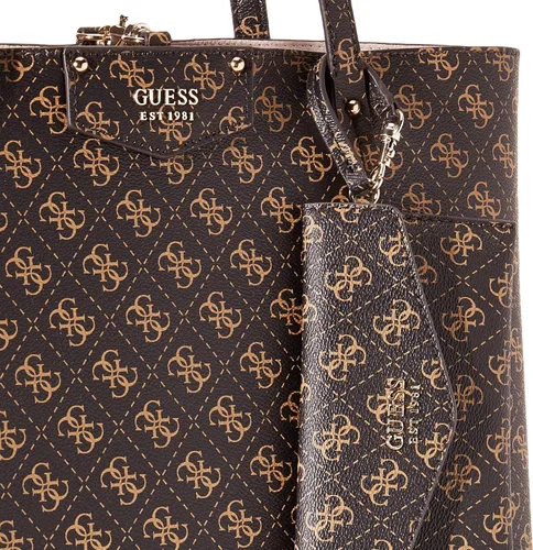 Vista 3 de GUESS Bolso Eco Brenton, Marrón Multicolor