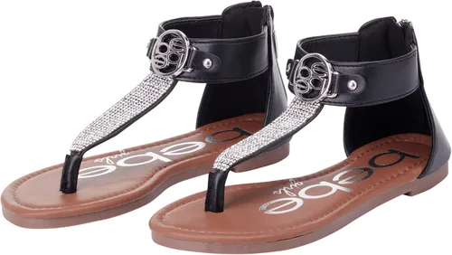 Vista 4 de bebe Sandalias para niñas Sandalias de vestir con tanga con diamantes de imitación, puntera abierta, zapatos de Pascua y verano para niñas pequeñas
