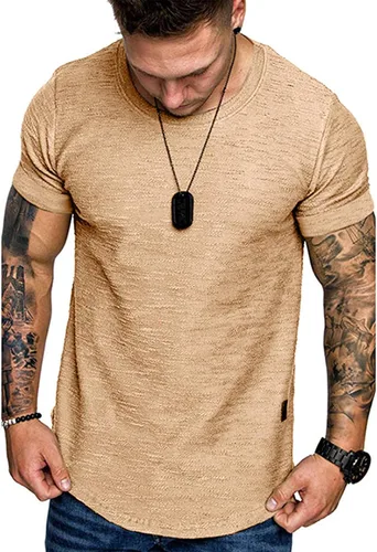 Vista 3 de Camiseta deportiva de algodón para hombre, gimnasio y entrenamiento.