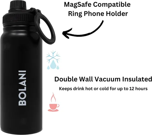 Vista 6 de MagSafe - Botella de agua de acero inoxidable aislada de 24 onzas compatible con iPhone + adaptador de montaje para teléfono iPhone – Botella