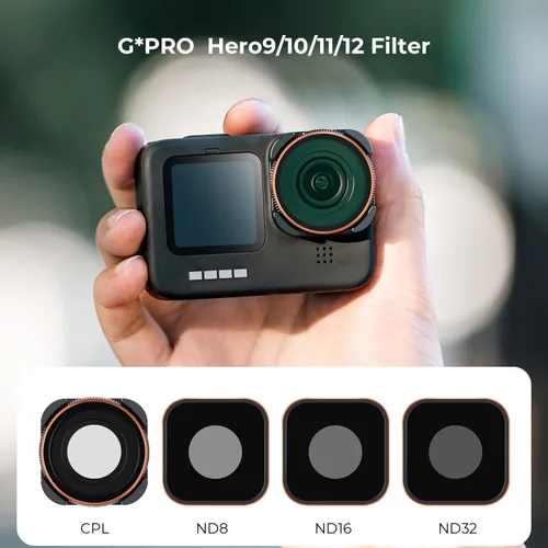 Vista 2 de K&F Concept - Juego de 4 filtros para lentes ND8 ND16 ND32 CPL, compatible con GoPro Hero12 / Hero11 / Hero10 / Hero 9 Black, kit de filtros