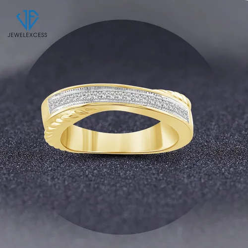 Vista 4 de JEWELEXCESS Anillo apilable de oro de 14 quilates con diamante blanco de 110 quilates sobre plata