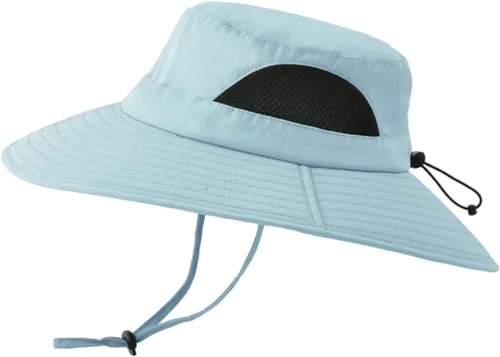 Vista 10 de Surblue Sombrero de sol para mujeres/hombres, sombrero de pesca con protección UV UPF 50+ sombrero de pescador de ala ancha Gris claro