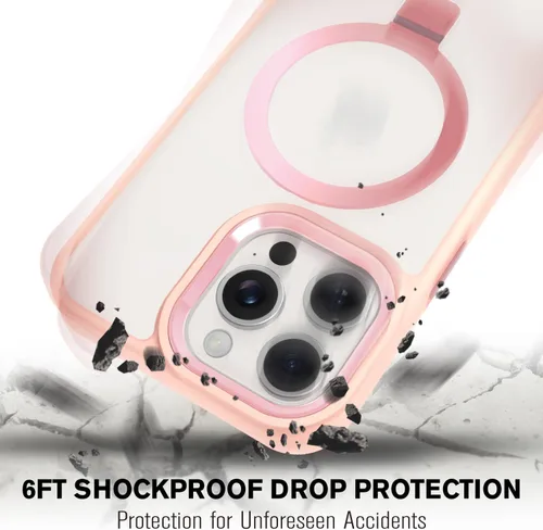 Vista 4 de VENA Funda con anillo magnético para iPhone 15 Pro Max (6.7 pulgadas) [compatible con Magsafe] con soporte resistente, protección contra caídas, a