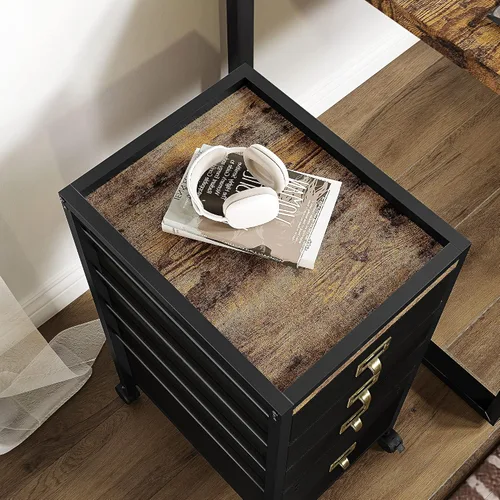 Vista 7 de Amyove Archivador de 4 cajones, archivador negro para impresora móvil compatible con tamaño A4 o carta, archivador vertical de tela con ruedas, mesa