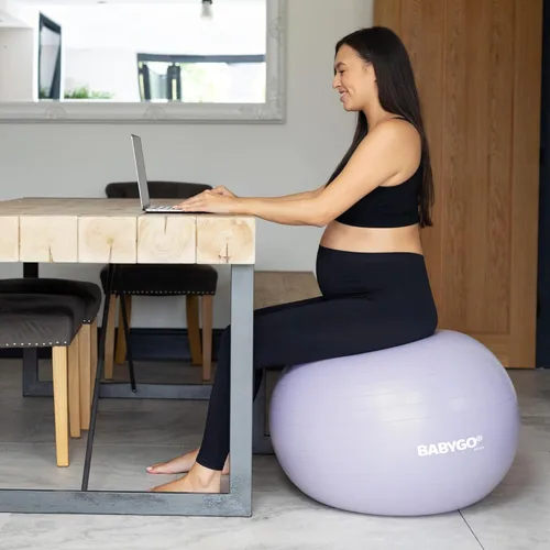 Vista 8 de BABYGO Pelota de Parto – Juego de pelota y libro de yoga para embarazo, trabajo de parto y ejercicio con enfoque en trimestres, fisioterapia