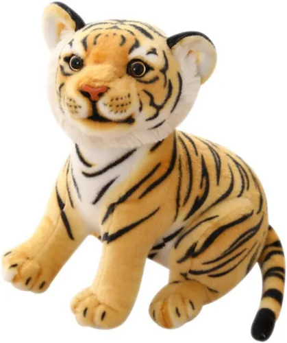 Vista 7 de OUKEYI Peluche de Tigres de 9 pulgadas/9.1 in, animal de peluche realista, animales de peluche para niños, regalo para niños, bebé, abrazo, tigre