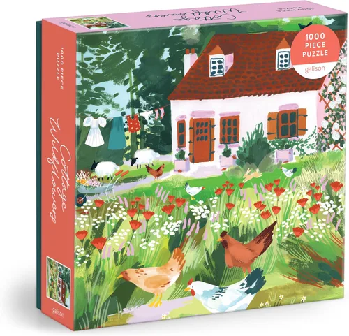 Vista 7 de Galison - Blooming Meadow - Rompecabezas de 1000 piezas para adultos Ilustración de Flore Cousseran, Spring Cottage, Floral, Desafiante, Papel