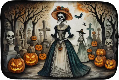 Vista 68 de Caroline's Treasures DAC2223DDM Tapete de secado de platos de Halloween espeluznante de gato negro, tapete absorbente para secado de platos