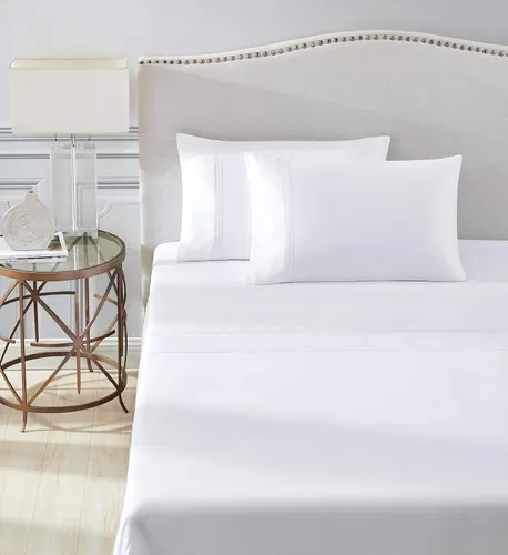 Vista 9 de Hotel Triple Luxe - Juego de sábanas de satén, 100% algodón egipcio Giza de ELS, bordado, totalmente natural, plano, ajustado y 2 fundas de almohada