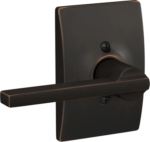 Vista 44 de Schlage F51A LAT 716 Latitude - Manija de puerta con bloqueo de entrada con llave, en acabado de bronce envejecido