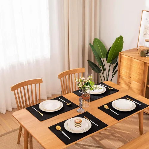 Vista 4 de Spring Garden Home Juego de 6 manteles individuales rústicos de lino para bufé de cocina, 6 piezas, 13 x 19 pulgadas