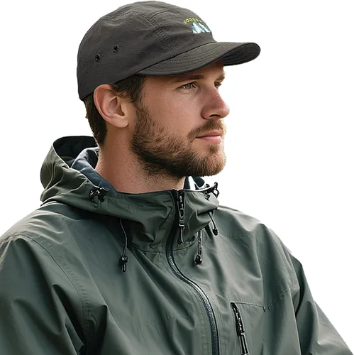 Vista 15 de Clakllie Sombrero de ala plana de 5 paneles sin estructura, gorra de ala corta de secado rápido, gorra de béisbol de nailon transpirable