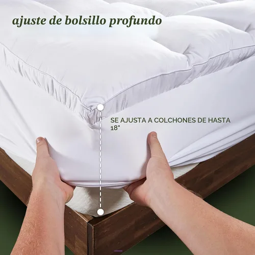 Vista 3 de Beckham Hotel Collection Cubrecolchón híbrido de tamaño individual (extra acolchado) y protector - Funda de colchón acolchada impermeable