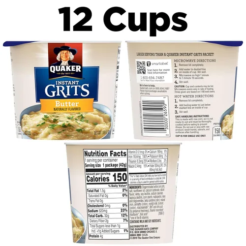 Vista 2 de Quaker Sémola Instantánea, Sabor a Mantequilla, Cereal para el Desayuno 1.48 Onzas (Paquete de 12)