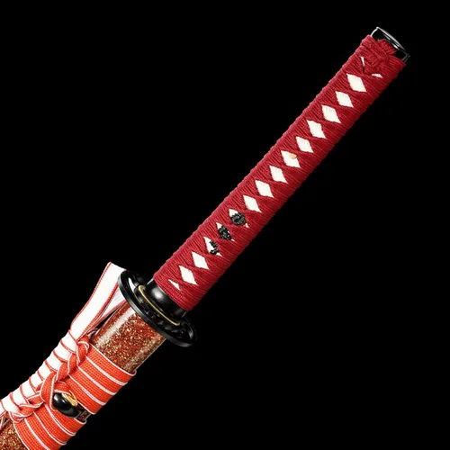 Vista 4 de Espada Katana Samurai de espiga completa, acero de alto carbono 1060, pulido de espejo, práctica, afilada de afeitar, espada japonesa de 41 pulgadas