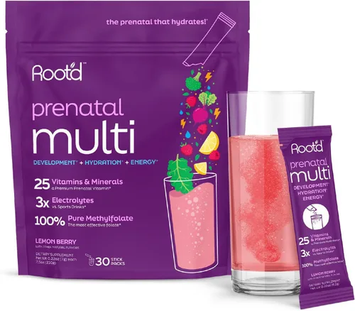 Vista 7 de Root'd DHA prenatal + polvo multivitamínico para apoyo al embarazo, desarrollo fetal, hidratación y refuerzo inmunológico, vegano, sin OMG, sin