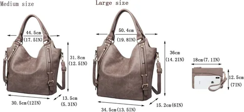Vista 4 de Bolso tote para mujer, carteras de cuero PU, bolsos de hombro hobo de moda con correa de hombro ajustable