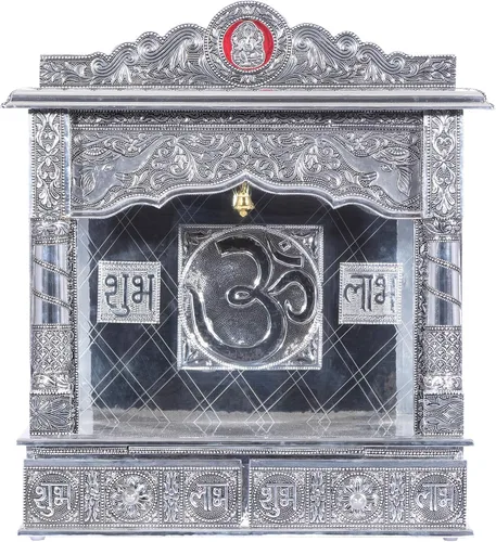 Vista 7 de Mandir de plata para el hogar - blanco oxidado - sin puerta (grande)