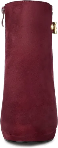 Vista 3 de Allegra K Botines de tacón alto grueso con hebilla lateral y plataforma baja para mujer