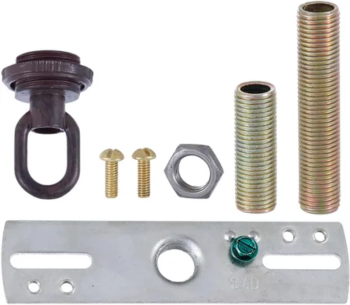 Vista 4 de B&P Lamp Kit de placa de techo redondeada (bronce antiguo)