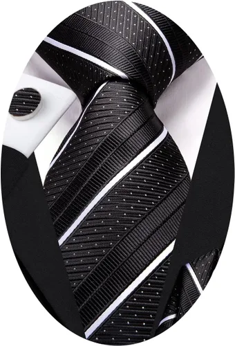 Vista 187 de Hi-Tie Corbatas de seda para hombre, diseño de cachemira a rayas, con bolsillo, gemelos cuadrados, conjunto formal de negocios