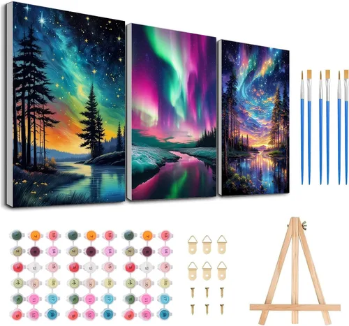 Vista 9 de Meothan Kits de pintura por números para adultos enmarcados, pintura de otoño por números para adultos principiantes, kits de pintura de calabaza