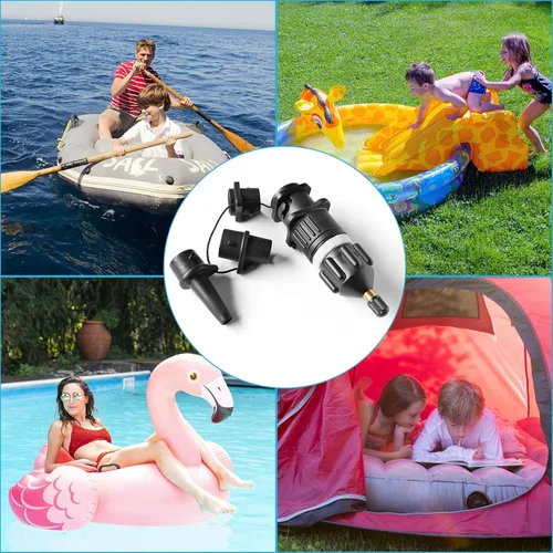 Vista 3 de Adaptador de bomba SUP, bomba de aire inflable para barco, kit de adaptador de válvula de aire, boquilla de aire, cabezal de conversión