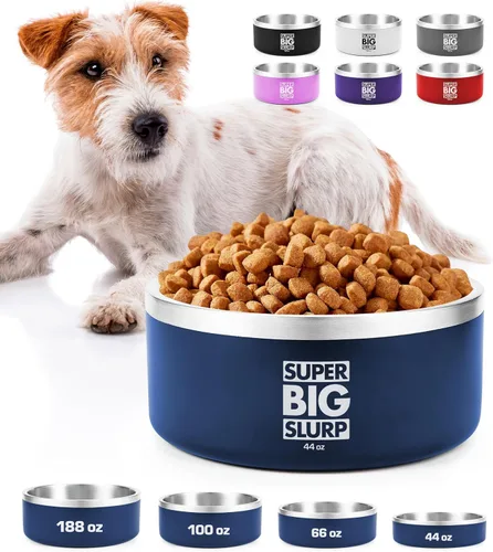 Vista 31 de Tuff Pupper Tazón Aislado de Servicio Pesado para Perros Plato de Comida para Perros de Acero Inoxidable de Doble Pared Tazón Antideslizante a