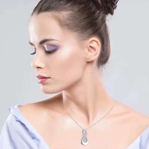 Vista 5 de ZGBY Collares de urna infinita de plata de ley 925, joyería de cremación de lágrima para cenizas, colgante conmemorativo para mujeres, hombres