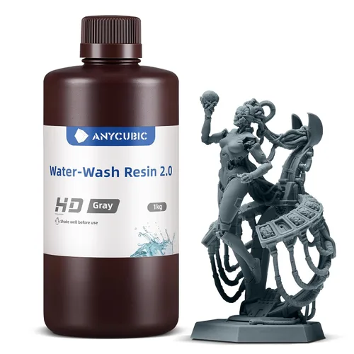 Vista 12 de ANYCUBIC Resina de impresora 3D lavable al agua 2.0, resina 3D de alta precisión de 405 nm, resina de fotopolímero de baja contracción para Gris