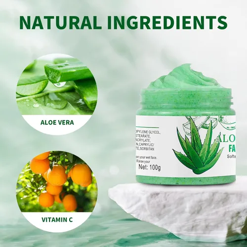 Vista 6 de Exfoliante y limpiador facial de aloe vera: lavado facial exfoliante para puntos negros y acné