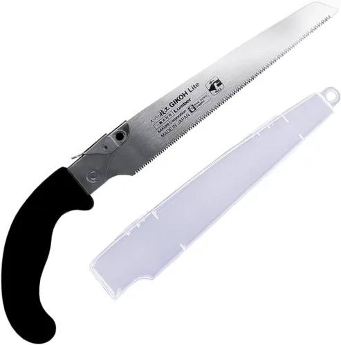 Vista 10 de KAKURI Sierra de mano japonesa [corte de bambú] Sierra de tracción japonesa de 8-1/4 pulgadas con cubierta de cuchilla, fabricada en Japón