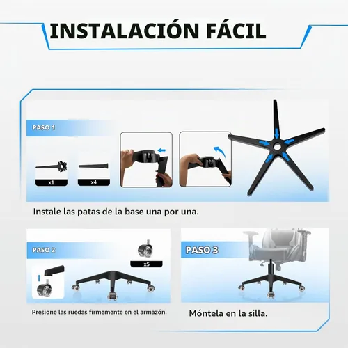 Vista 6 de Sytopia Base de silla de oficina de 28 pulgadas con ruedas, juego de 5, base de silla de escritorio resistente de 2600 libras, ruedas suaves y Negro