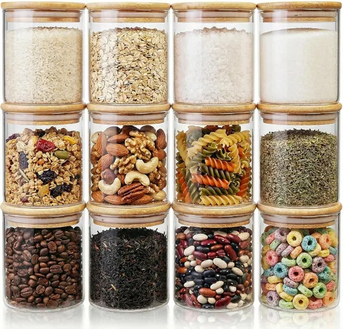 Vista 11 de HomArtist Juego de 4 recipientes grandes de vidrio para harina y azúcar, 180oz x2 & 93oz x2, recipientes de vidrio para almacenamiento de alimentos