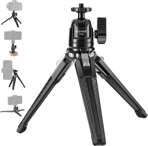 Vista 11 de NEEWER Versión de entrada Mini trípode para cámara, 360° pequeño soporte de escritorio portátil para DSLR, webcam, teléfono celular, soporte