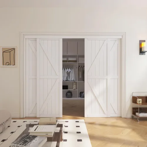 Vista 21 de 5-Panel Closet Doors, 48"(Double 25") x 80" Sliding Door for Bedrooms