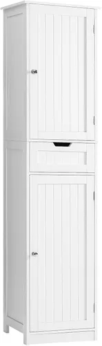 Vista 22 de Iwell Armario de baño de 67 pulgadas de alto, armario de almacenamiento con 2 puertas y 1 cajón, armarios de almacenamiento de baño con estantes