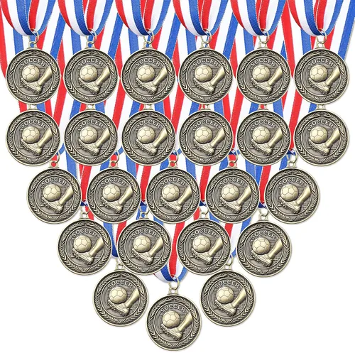 Vista 8 de RoundFunny 12 piezas de medallas de premios de baloncesto a granel, medallas de oro, premios de trofeos con cintas para el cuello, premios