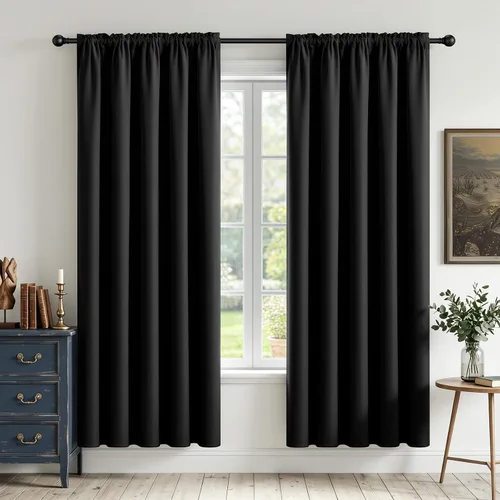 Vista 46 de CUCRAF - Cortinas opacas beige de 45 pulgadas, juego de 2 paneles con bolsillo para barra, cortinas para oscurecer dormitorios y sala de estar