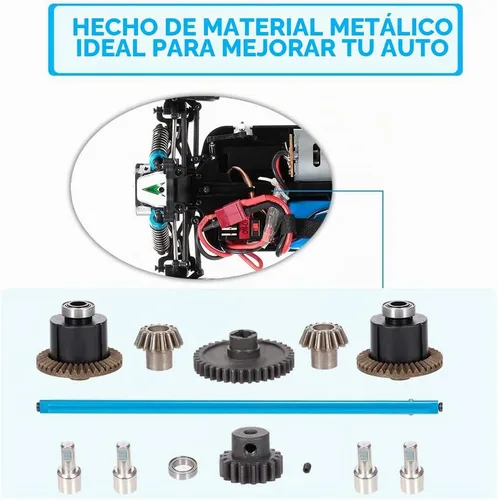 Vista 4 de GoolRC Kit de diferencial de metal para automóvil a control remoto, engranajes diferenciales 38T y 17T, eje de transmisión, eje de dirección